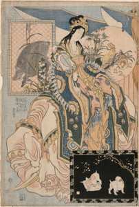 Tang Lady på en vit elefant, från en uppsättning Reklam jättehalm fungerar i en rättvis attraktion av Katsushika Hokusai