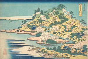 Tenpozan vid mynningen av Aji-floden i Settsu-provinsen... sent 1700-tidigt 1800-tal. av Katsushika Hokusai