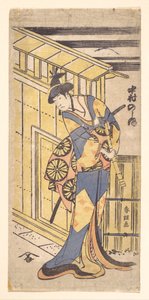 Skådespelaren Nakamura Noshio II i en kvinnlig roll, med en shakuhachi (bambuflöjt) i handen av Katsushika Hokusai