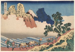 Baksidan av berget Fuji sett från Minobufloden (Minobugawa Urafuji), från serien Thirty-Six Views of Mount Fuji (Fugaku sanjūrokkei) av Katsushika Hokusai