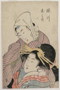 Älskarna Umegawa och Chubei av Katsushika Hokusai
