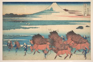 De nya åkrarna vid Ōno i Suruga-provinsen (Sunshū Ōno shinden), ur serien ”De trettiosex vyerna av berget Fuji” (Fugaku sanjūrokkei) av Katsushika Hokusai