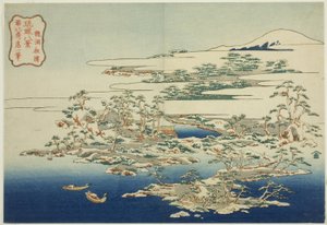 The Sound of Wind in the Pines at Ryuto (Ryuto shoto), från serien "Eight Views of the Ryukyu Islands (Ryukyu hakkei)" av Katsushika Hokusai