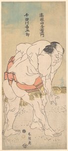 Sumo-brottarna Takaneyama Yoichiemon och Sendagawa Kichigorō av Katsushika Hokusai
