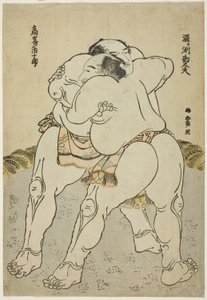 Tesumo Wresters Uzugaen Kandayu Draft d Kazuki Takasaki av Katsushika Hokusai