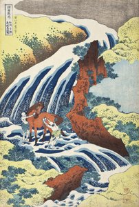 Yoshitsune-vattenfallet där hästarna tvättades i Yoshino, provinsen Izumi av Katsushika Hokusai
