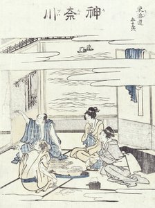 Två par i en interiör (träblockstryck) av Katsushika Hokusai