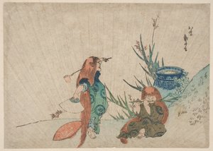 Två Shōjō av Katsushika Hokusai