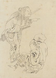 Två jägare, Edo-period (bläck på papper) av Katsushika Hokusai