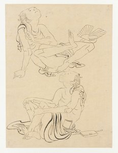 Två män kopplar av på sommaren, Edo-perioden, 1800-talet. av Katsushika Hokusai