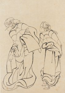 Två kvinnor, sent 1700-tidigt 1800-tal. av Katsushika Hokusai