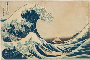 Under the Wave off Kanagawa (träblocktryck) av Katsushika Hokusai