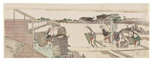 Lossning av bonito inför försäljning av Katsushika Hokusai