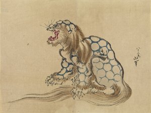 Utan titel, ca 1890 (träsnitt, bläck och färg på papper) av Katsushika Hokusai