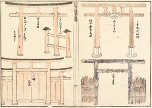 Olika typer av torii-bågar av Katsushika Hokusai