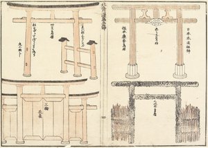 Olika typer av Torii-båge, 1816 av Katsushika Hokusai