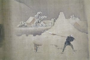 Utsikt över Mt.Fuji, från den målade rullen av Tolv utsikter över Mt.Fuji av Katsushika Hokusai