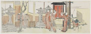 Besøger Oji Inari-helligdommen, 1801-05 (træbloktryk i farver) sverige av Katsushika Hokusai