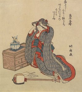 Kvinna som fixar sitt hår, 1797-1819 av Katsushika Hokusai