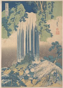 Yōrō-vattenfallet i Mino-provinsen (Mino no Yōrō no taki), ur serien ”En rundtur bland vattenfall i olika provinser” (Shokoku taki meguri) av Katsushika Hokusai
