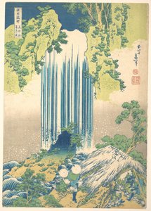 Yōrō-vattenfallet i Mino-provinsen (Mino no Yōrō no taki), ur serien ”En rundtur bland vattenfall i olika provinser” (Shokoku taki meguri) av Katsushika Hokusai