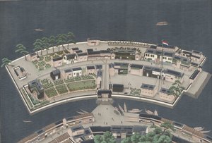 Ön Deshima, ca 1833-46 av Kawahara Keiga