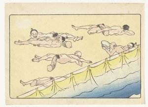 vilande män The Big Tail (serietitel) av Kawanabe Kyosai