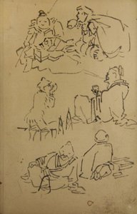 Skisser av östasiatiska legendariska figurer, sent 1800-tal. av Kawanabe Kyosai