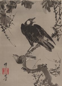 Starar på en gren, ca. 1887. av Kawanabe Kyosai