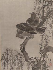 Två fåglar på en gren, ca. 1887. av Kawanabe Kyosai