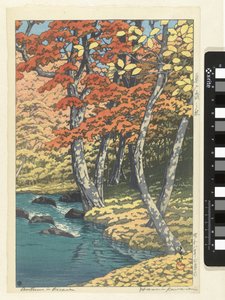 Herfst i Oirase Autumn in Oirase (titel på objekt) av Kawase Hasui (signed by artist)