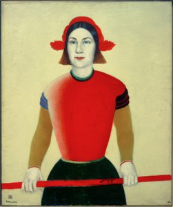 Flicka med röd personal av Kazimir Severinovich Malevich