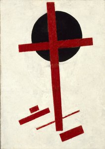 Mystic Suprematism (svart kors på röd oval) av Malevich, Kasimir Severinovich (1878-1935)