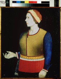 Porträtt av konstnärens fru. Målning av Kasimir Severinovich Malevich (Malevich, Malevic) (1878-1935), olja på duk av Kazimir Severinovich Malevich