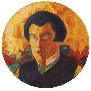 Självporträtt 1908-1910 - målning av Kasimir Severinovich Malevich (Malevich, Malevic) (1878-1935), av Kazimir Severinovich Malevich
