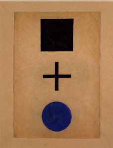 Suprematism: kvadrat, kors, cirkel Gouachemålning av Kazimir Malevich (Malevich, Malevich) (1878-1935) 1919-1920 Privat samling av Kazimir Severinovich Malevich