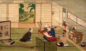 Studie av kalligraf, av Kawahara Keiga (1786-cirka 1860), akvarell, Japan, japansk civilisation, början av 1800-talet
