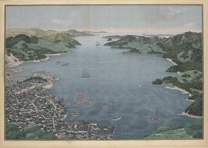 Utsikt över bukten i Nagasaki, ca 1833.