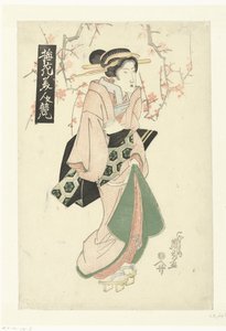 Courtesan under plommonblomning Jämförelser mellan skönheter och plommonblomning (serietitel) Baika bijin kurabe (serietitel på objekt) av Keisai Eisen