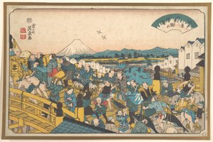 Kvällsglöd vid Nihonbashi av Keisai Eisen