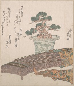 Tall i kruka och koto (japansk harpa) av Keisai Eisen
