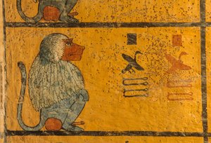 Babian, väggmålning i Tutankhamuns grav; KV52, Konungarnas dal, Thebe, ..., 2003 (foto) av Kenneth Garrett