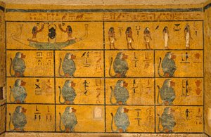 Babianer, väggmålning i Tutankhamuns grav; KV52, Konungarnas dal, Thebe..., 2003 (foto) av Kenneth Garrett