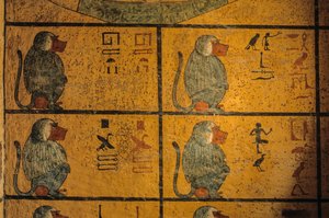 Babianer, väggmålning i Tutankhamuns grav; KV52, Konungarnas dal, Thebe..., 2003 (foto) av Kenneth Garrett