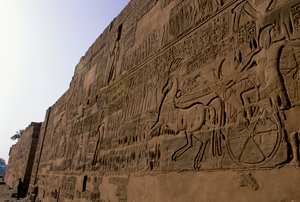 Egypten; mm6741; Slaget vid Qadesh, Ramses II, Karnak-templet, 2001 (foto) av Kenneth Garrett