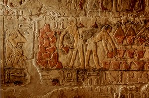 Egyptens gamla kungarike; Egypten; Sakkarra, två bröders grav, brödbakning, stackvärme... av Kenneth Garrett