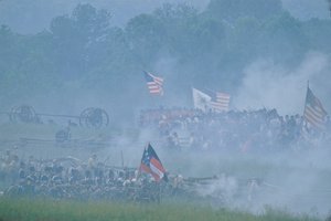 Återskapande av slaget vid Manassas, inbördeskriget, 2004 (foto) av Kenneth Garrett