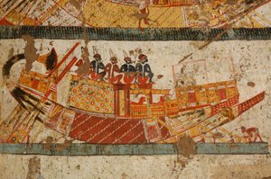 Nubisk båtscen, Svarta faraoner, Nubier, Egypten, Luxor, Huys grav, vicekung av Ku..., 2007 (foto) av Kenneth Garrett