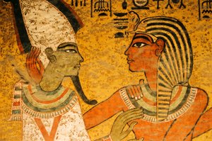 Målning på gravens norra vägg; Osiris; KV 62, Tutankhamun och Pha... guldålder, 2003 (foto) av Kenneth Garrett