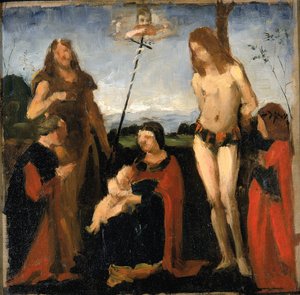 Efter Boltraffio, heligt samtal, 1878-1882. av Kenyon Cox